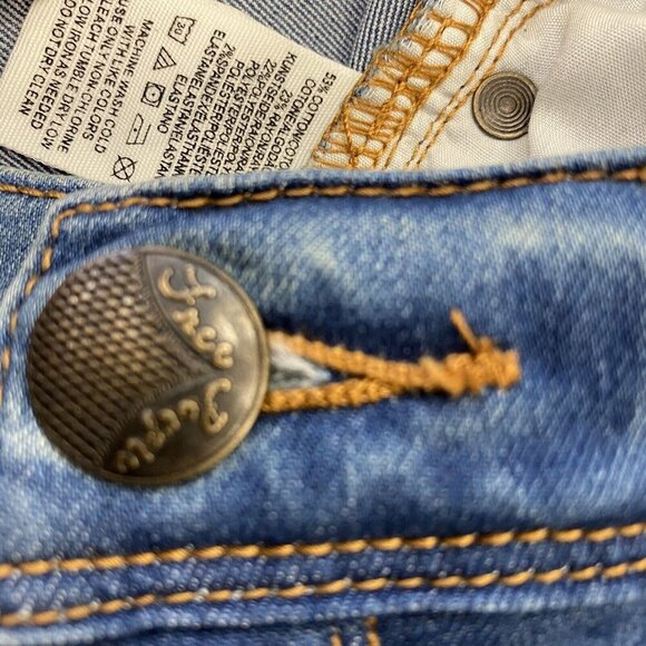 Free People Sz 25 Jeans Ella Roller low rise Crop Skinny denim y2k 90's western - Picture 4 of 4